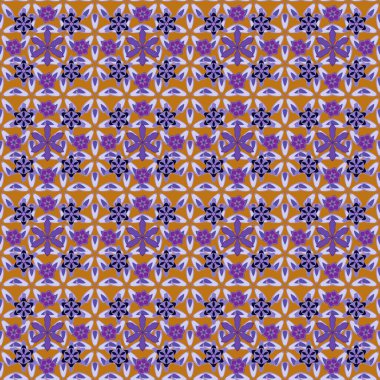 Zarif retro vektör pürüzsüz desen. Klasik eskiz. Turuncu, siyah ve mor desenli.