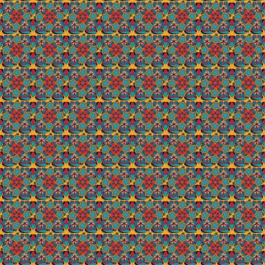 Çiçeksiz desen. Üzerinde mor, sarı ve mavi renkte güzel çiçekler olan bahar kağıdı. Vektör illüstrasyonu.