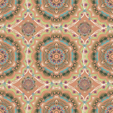 Güzel, soyut, dikişsiz kar taneleri vektör tasarımı. Yeni yıl kar tanesi. Düz kar karalama ikonları, kar taneleri yeşil, turuncu ve bej renkli siluetler Noel afişi için, kartlar.