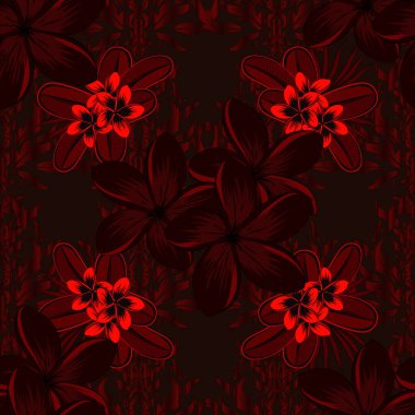 Çizgili arka planda dikişsiz suluboya desen. Kahverengi, gri ve siyah renkli vektör çiçek deseni. Şirin bir çiçek deseni.,