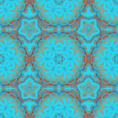 Çiçeklerin tekrarlanması kolay, kusursuz desenli, hatları doldurmak için kullanılır. Vektör çizimi. Mavi, yeşil ve turuncu renklerle çiz.