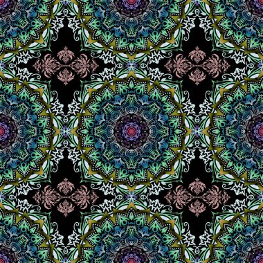 Eski, dikişsiz desen. Zarif vektör damaske duvar kağıdı. Kusursuz arkaplan.