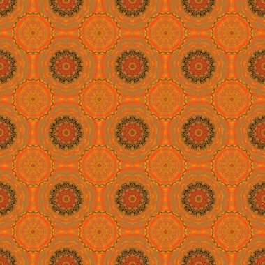 Ortaçağ çiçek desenli. Dekoratif simetri arabesk. Vektör çizimi. Kırmızı, kahverengi ve turuncu desenler doğum günü, davetiye ya da pankart için iyi.