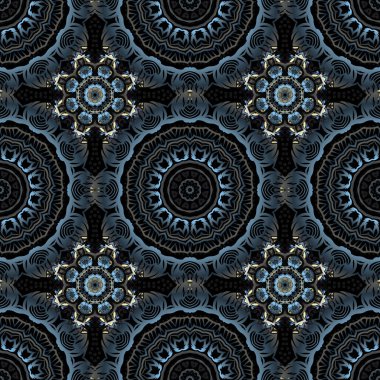 Vektör damaskesiz desen. Klasik lüks, eski moda İspanyol süsü, duvar kağıtları, tekstil ve ambalaj için kraliyet Victoria dönemi dikişsiz dokusu. Çok renkli karalamalı zarif barok şablonu