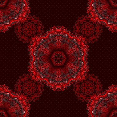 Çiçeksiz desen. Duvar kağıdı barok, kırmızı, siyah ve bej renklerinde kusursuz vektör arkaplan.