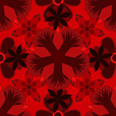 Pırıl pırıl bir desen. Siyah ve kırmızı elementli vektör lüks çizim.