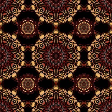 Vektör damaske desen elementi. Klasik lüks, eski moda İspanyol süsü, duvar kağıtları, tekstil ve ambalaj için kraliyet Victoria dönemi dikişsiz dokusu. Karalamalı zarif barok şablonu.