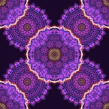 Mor, pembe ve menekşe soyut süs, soyut dekoratif elementlerin vektörsüz deseni.