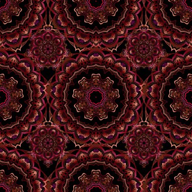 Vektör kesme kağıt dantel dokusu, siyah arkaplan üzerinde çok renkli tül, girintisiz desen.