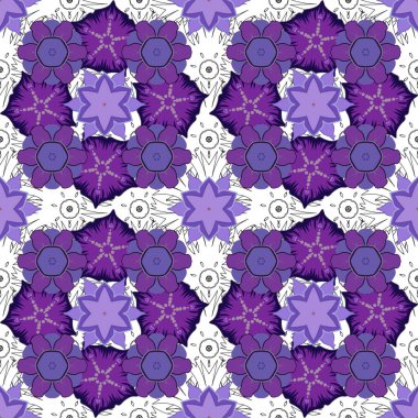 Vektör çiçek deseni gri, mor ve mor renklerde.