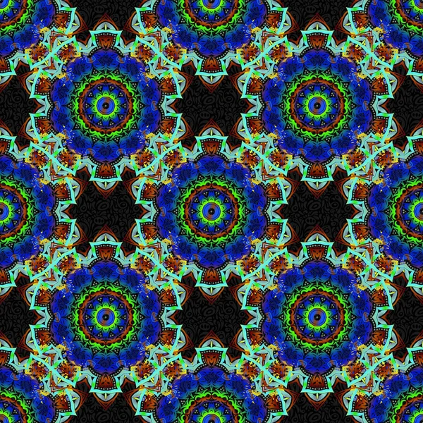 Patrón Floral Sin Costuras Damasco Colores Gris Azul Verde Adorno — Vector de stock
