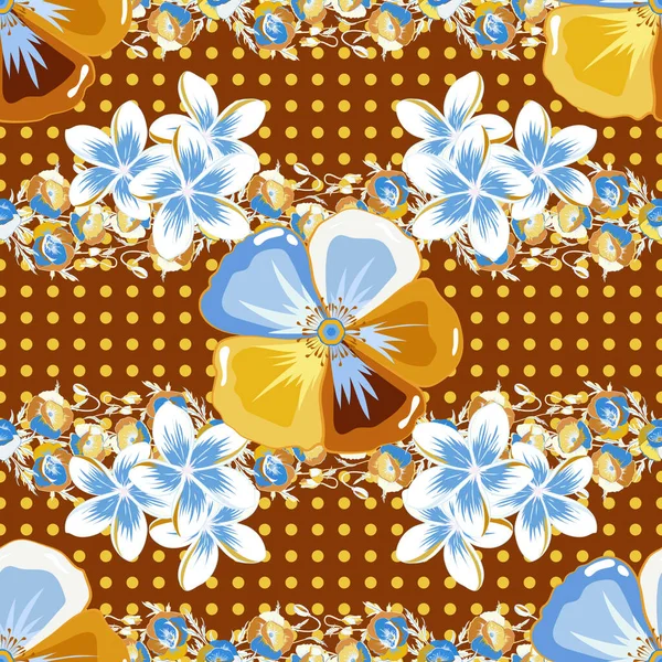 Textura Perfecta Adorno Floral Colores Marrón Amarillo Azul Ilusión Óptica — Vector de stock