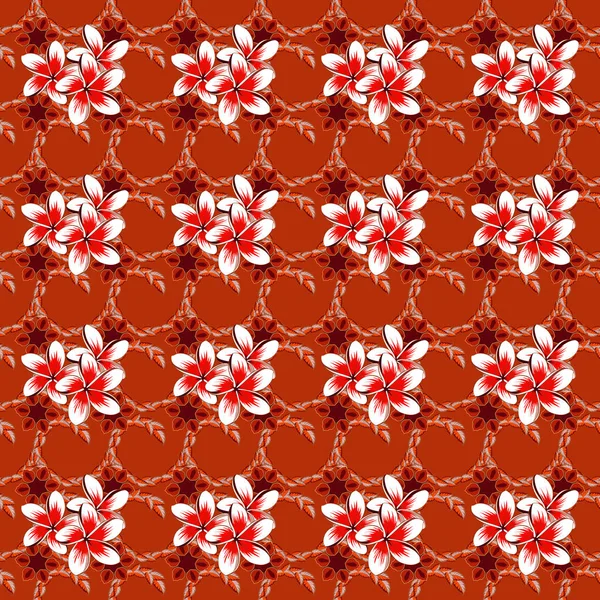 Abstrakte Eleganz Vektor Nahtlose Muster Mit Federn Blumen Rosa Orange — Stockvektor