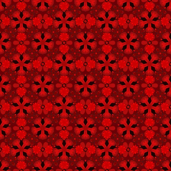Elégant Ornement Noir Rouge Avec Des Étoiles Stylisées Décor Filigrane — Image vectorielle