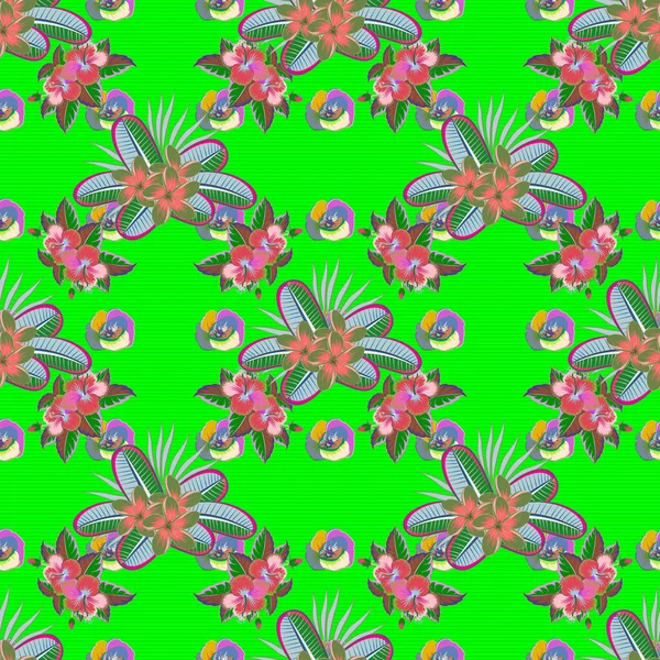 Багатобарвний Орнамент Дрібних Простих Квітів Абстрактний Безшовний Візерунок Дизайну Текстилю — стоковий вектор