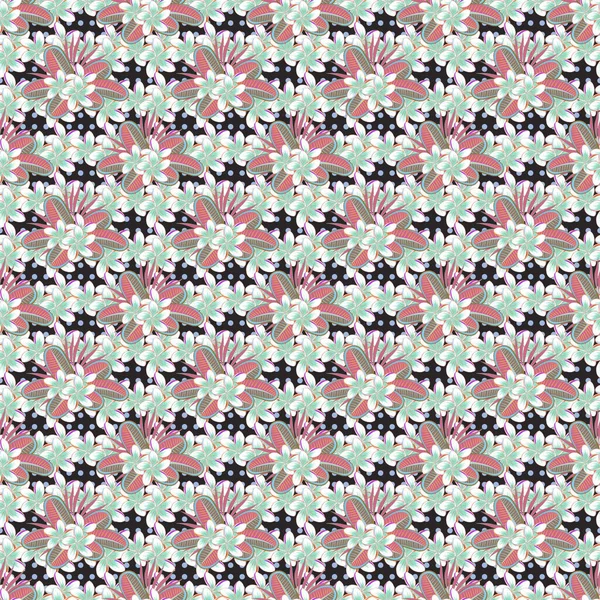 Motif Floral Sans Couture Tendance Illustration Avec Nombreuses Fleurs Grises — Image vectorielle