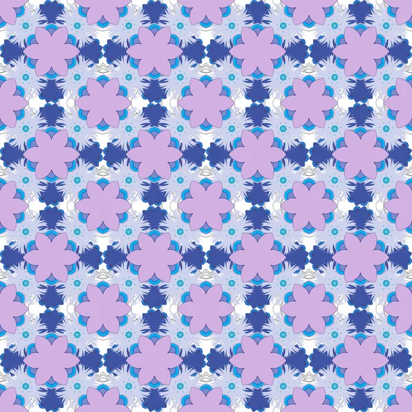 Украшенная Иллюстрация Обоев Винтажные Серые Синие Фиолетовые Элементы Восточном Стиле — стоковый вектор