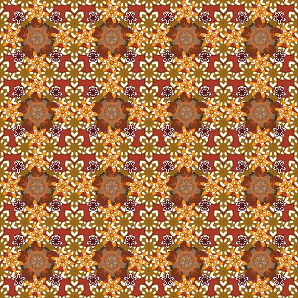 Seamless Background Pattern Tropical Flowers Leaves White Red Brown Colors — Stock Vector