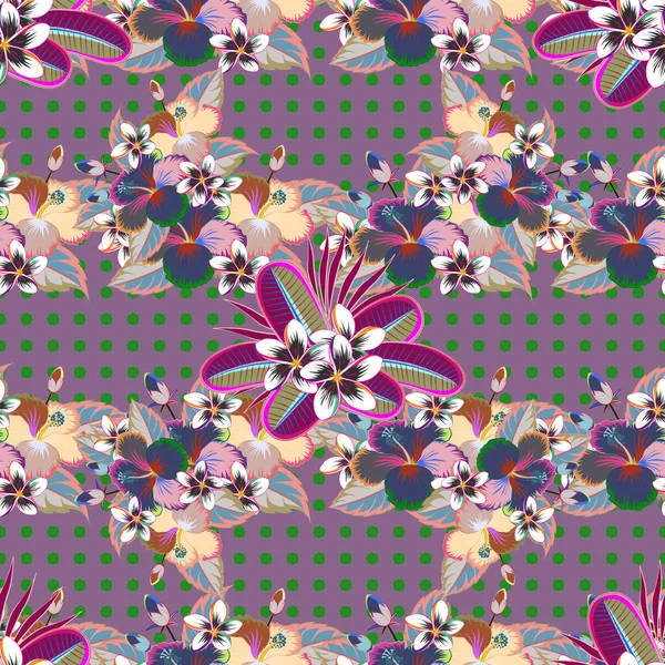 Seamless Pattern Flowers Motley Background Vector Illustration Green Blue Flowers — Stock Vector