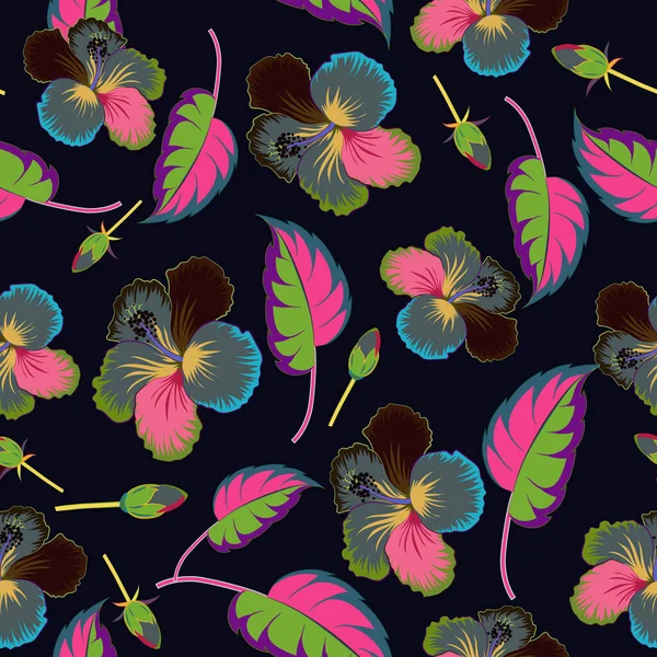 Vintage Vector Bloemen Naadloos Patroon Grijze Groene Roze Kleuren — Stockvector