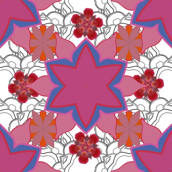 Роскошный Бесшовный Узор Пурпурного Розового Серого Орнамента Стилизованными Волнами Векторная — стоковый вектор