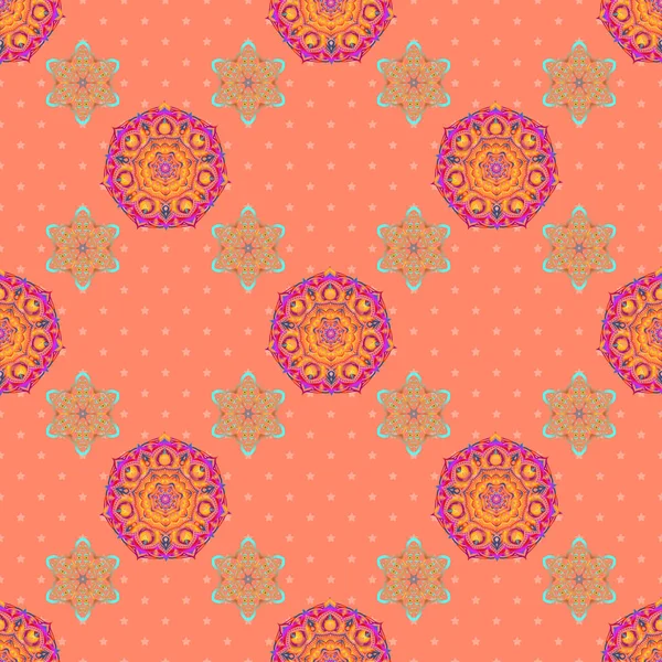 Patrón Sin Costura Naranja Rojo Rosa Patrón Variado Lujo Vectorial — Vector de stock