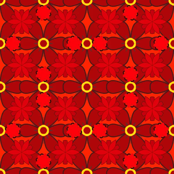 Modèle Vectoriel Classique Sans Couture Jaune Rouge Orange Ornement Orient — Image vectorielle