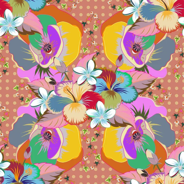 Fondo Floral Abstracto Vectorial Patrón Sin Costuras Con Muchas Flores — Vector de stock