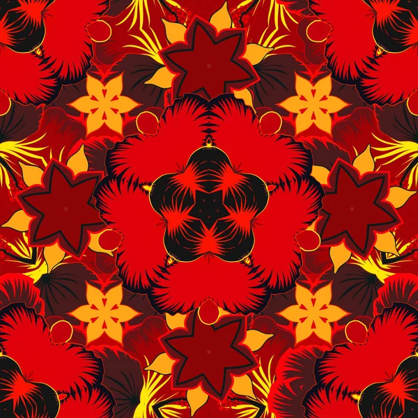 Motif Floral Sans Couture Dans Jolies Fleurs Couleurs Jaune Orange — Image vectorielle