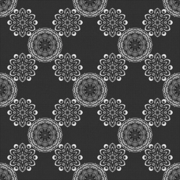 Medeltida Kungligt Mönster Dekorativ Symmetri Arabesque Vektorillustration Svart Och Grå — Stock vektor