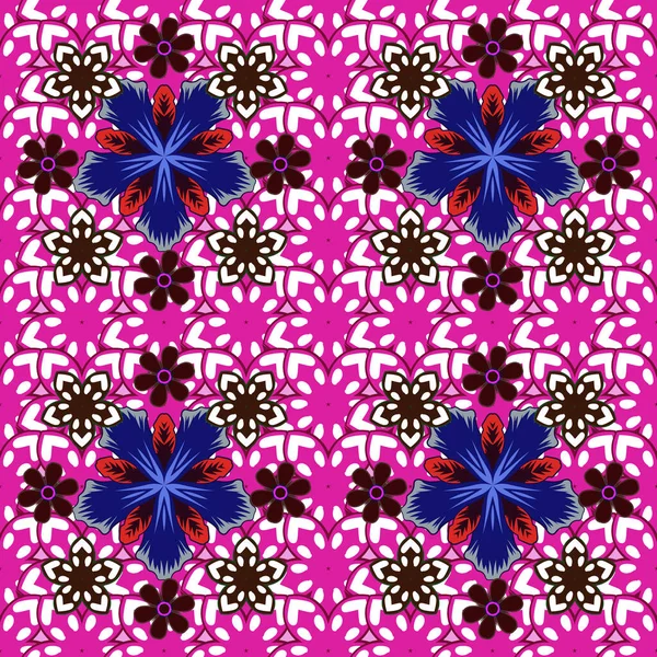 Grille Motif Floral Mignon Sans Couture Dans Petite Fleur Abstrait — Image vectorielle
