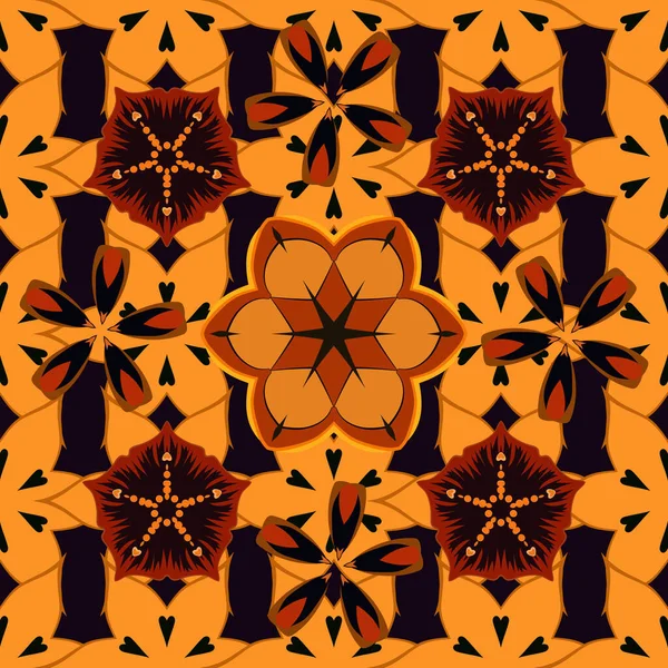Texture Marrone Nero Arancio Sfondo Stilizzato Con Rombo Nodi Modello — Vettoriale Stock