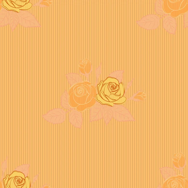 Vector Vintage Watercolor Roses Seamless Pattern Hand Drawn Yellow Beige — Stock Vector