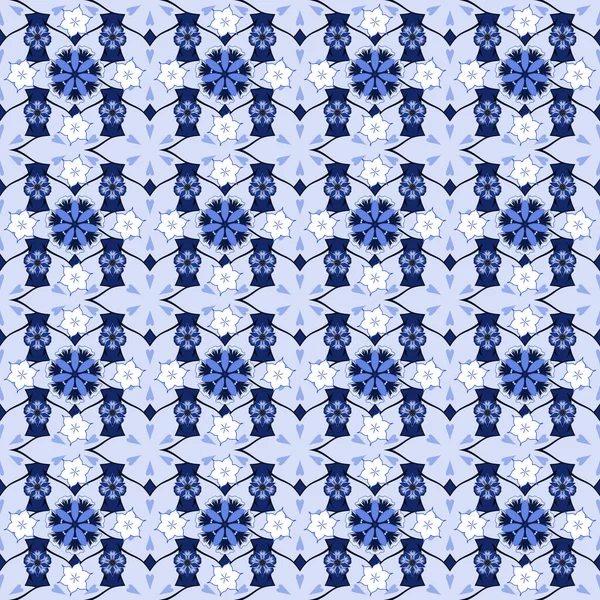 Ornement Oriental Motif Sans Couture Imprimé Textile Vintage Bleu Blanc — Image vectorielle