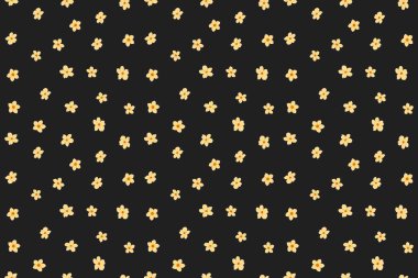 Küçük çiçekte şirin bir desen. Sarı, mor ve gri renkli küçük çiçeklerle kusursuz desen. Ditsy çiçekli arka plan. Moda baskıları için zarif bir şablon.