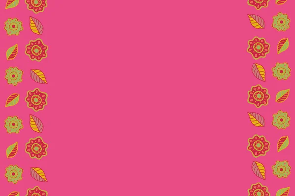 Verticaal Groen Roze Geel Schets Close Bloemen Mooi Abstract Naadloos — Stockfoto