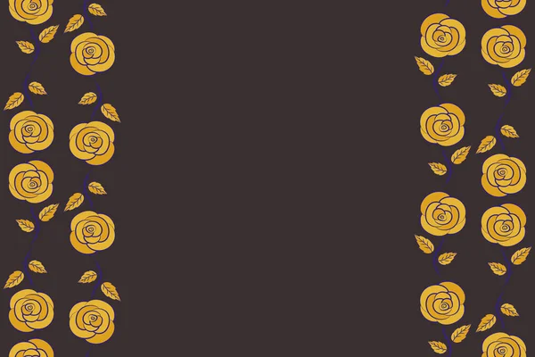 Exquisite pattern for design with rose. Trendy print. Seamless watercolor pattern with vertical brown, yellow and violet rose. Beautiful pattern with copy space (place for your text). Vintage, retro.
