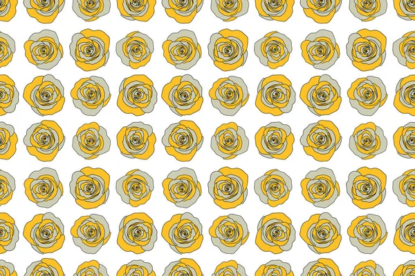 Nahtlose Tropische Blume Rose Nahtlosen Muster Hintergrund Grauen Und Gelben — Stockfoto