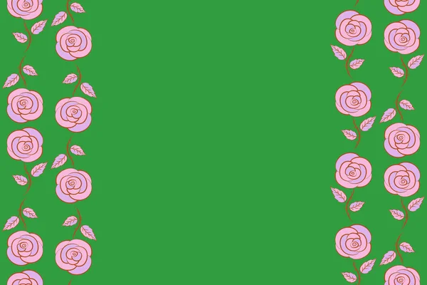 Modello Astratto Senza Cuciture Con Rosa Stilizzata Rosa Arancio Verde — Foto Stock