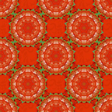 Kırmızı, sarı ve turuncu desenli. Klasik eskiz. Zarif retro vektör pürüzsüz desen.