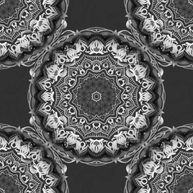 Vektör klasik kumaş süsü. Gri ve siyah renklerde pürüzsüz döşeme deseni.