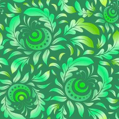 Vektör klasik kumaş süsü. Yeşil renklerde pürüzsüz döşeme deseni.