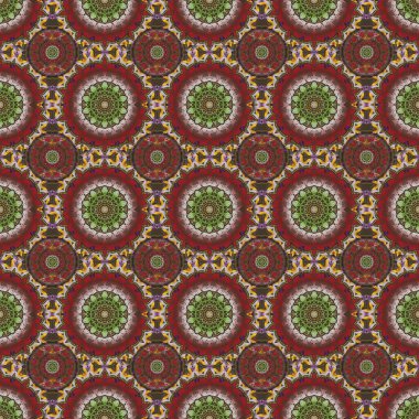 Yeşil, kahverengi ve bej renklerle ışıldayan arkaplan çizimi. Vektörsüz Noel süsü deseni.