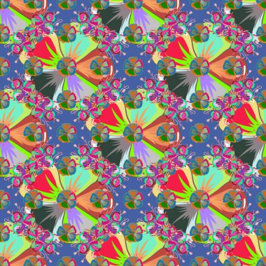 El çizimi. Suluboya resim efektli soyut çiçekler, çok renkli çiçeklerin raster çizimi.