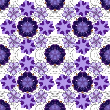 Mor ve mavi tekrarlayan elementlerle kusursuz soyut doku. Güzel iz. Zarif vektör klasik pürüzsüz desen.