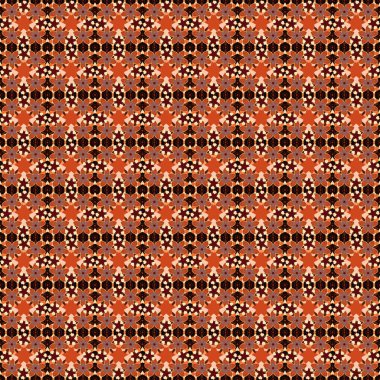 Tekrar eden çiçek deseni. Modern Motley çiçek deseni bej, turuncu ve siyah renklerde. Çiçek Yazdırma.