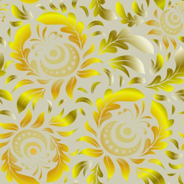 Vektör çizimi. Yeşil ve sarı parlak süslemeler, pürüzsüz desenler, soyut şekiller..