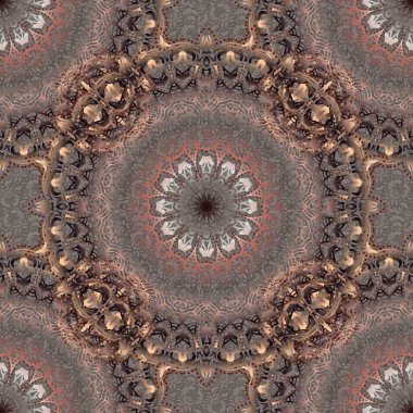 Vektör çizimi. Kesik kağıt dantel dokusu, vektör tül arkaplan, kahverengi, bej ve gri renklerde girintisiz desen.