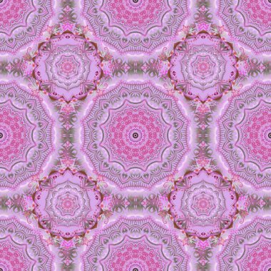 Ortaçağ çiçek desenli. Pembe ve menekşesiz desen doğum günü kartı, davetiye ya da afiş için iyidir. Dekoratif simetri arabesk. Vektör illüstrasyonu.