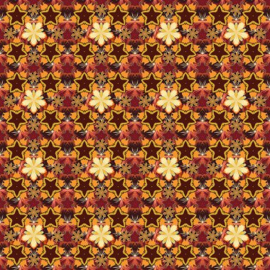 Geometrik tekrarlayan, altıgen şekilli, sarı, kahverengi ve kırmızı gradyan. Vektör illüstrasyonu.